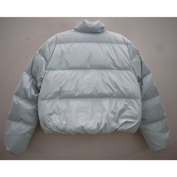 Athleta 480075 Women's Sz L Glacier Blue Summit Cropped Shine Puffer Jacket - Picture 2 of 11